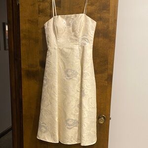 Adrianna Papell Cream & Silver Strapless Floral Dress